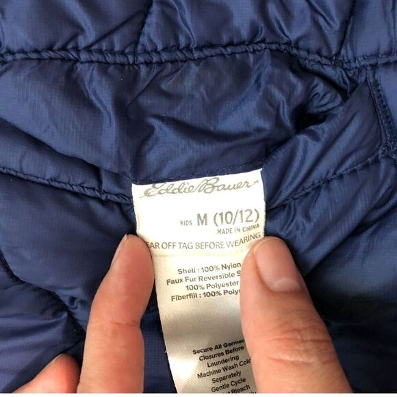 EDDIE BAUER Jacket Kids Size Medium (10/12) Blue Youth Deer Harbor Reversible - Picture 9 of 14